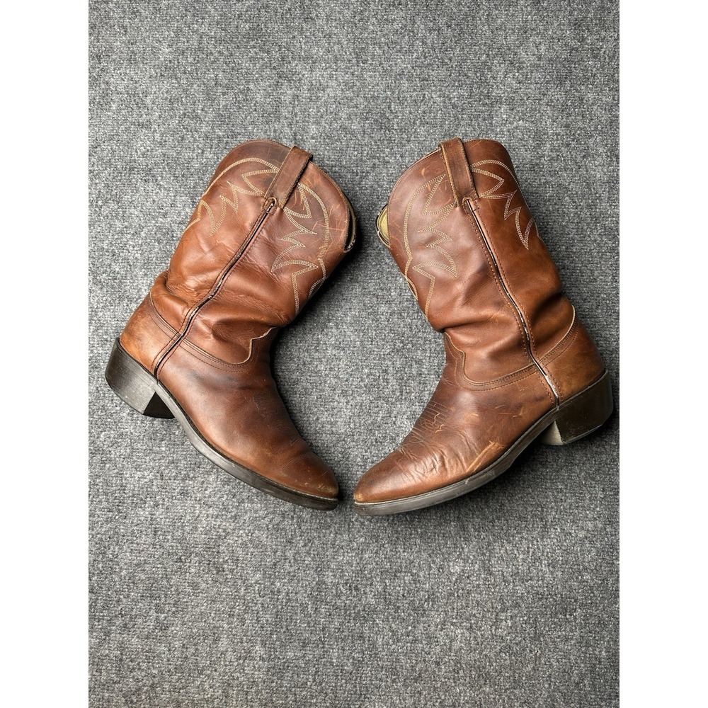Mens Western Durango Brown Leather Cowboy Boots, Size US 8 D